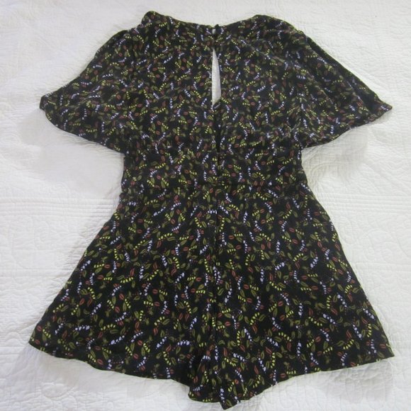 Free People Romper 0 Meet Virginia Floral Back Keyhole Pockets - Picture 7 of 12